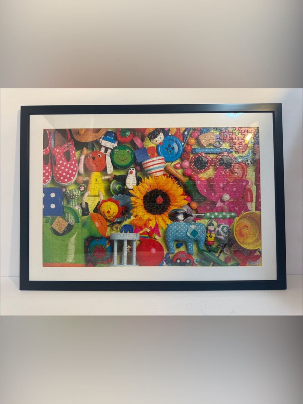 Framed Colorful Toy Collage Wall Art - Multicolor